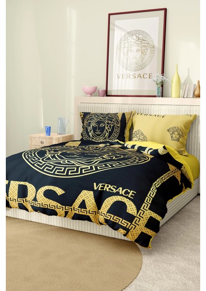 Marka Nevresim Takımı Çift Kişilik Pamuklu Saten Kumaş 6 Parça 3D Dijital Baskı Duvet Cover Set Model No:92