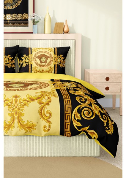 Marka Nevresim Takımı Çift Kişilik Pamuklu Saten Kumaş 6 Parça 3D Dijital Baskı Duvet Cover Set Model No:94