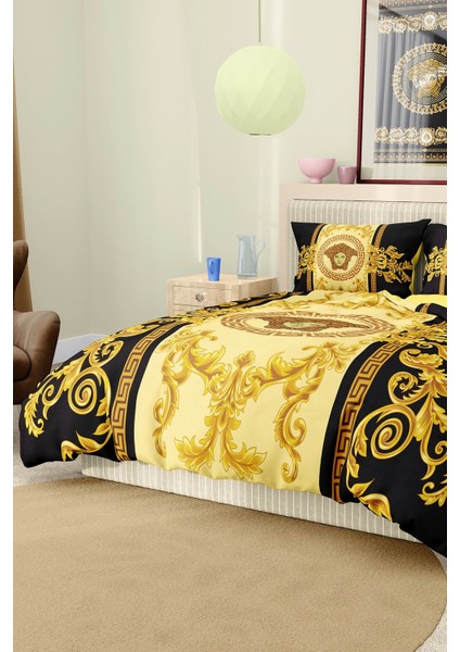 Marka Nevresim Takımı Çift Kişilik Pamuklu Saten Kumaş 6 Parça 3D Dijital Baskı Duvet Cover Set Model No:94
