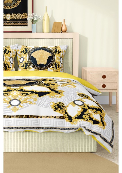 Marka Nevresim Takımı Çift Kişilik Pamuklu Saten Kumaş 6 Parça 3D Dijital Baskı Duvet Cover Set Model No:95