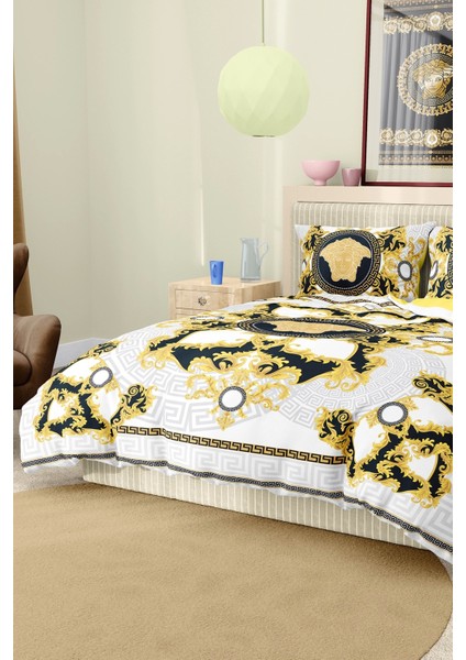 Marka Nevresim Takımı Çift Kişilik Pamuklu Saten Kumaş 6 Parça 3D Dijital Baskı Duvet Cover Set Model No:95