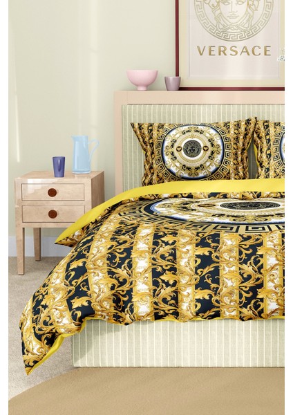 Marka Nevresim Takımı Çift Kişilik Pamuklu Saten Kumaş 6 Parça 3D Dijital Baskı Duvet Cover Set Model No:90 fırsatları