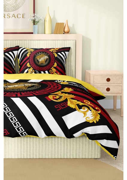 Marka Nevresim Takımı Çift Kişilik Pamuklu Saten Kumaş 6 Parça 3D Dijital Baskı Duvet Cover Set Model No:99