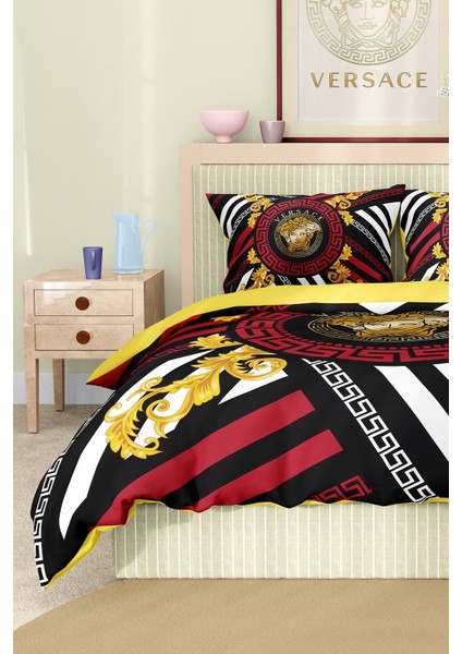 Marka Nevresim Takımı Çift Kişilik Pamuklu Saten Kumaş 6 Parça 3D Dijital Baskı Duvet Cover Set Model No:99