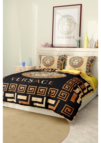 Marka Nevresim Takımı Çift Kişilik Pamuklu Saten Kumaş 6 Parça 3D Dijital Baskı Duvet Cover Set Model NO:100