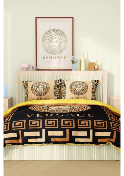 Marka Nevresim Takımı Çift Kişilik Pamuklu Saten Kumaş 6 Parça 3D Dijital Baskı Duvet Cover Set Model NO:100