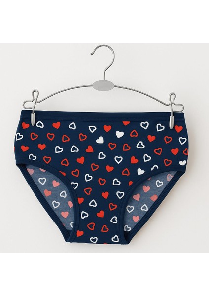 Kalp Desenli Kadın Külot Lacivert