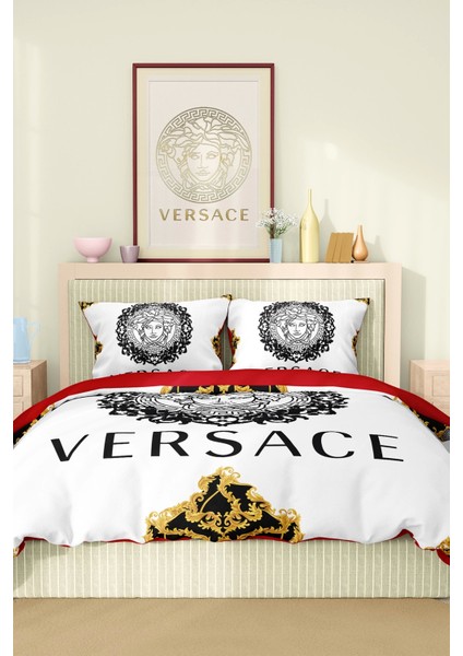 Marka Nevresim Takımı Çift Kişilik Pamuklu Saten Kumaş 6 Parça 3D Dijital Baskı Duvet Cover Set Model NO:114