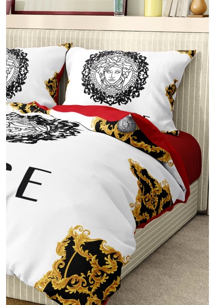 Marka Nevresim Takımı Çift Kişilik Pamuklu Saten Kumaş 6 Parça 3D Dijital Baskı Duvet Cover Set Model NO:114