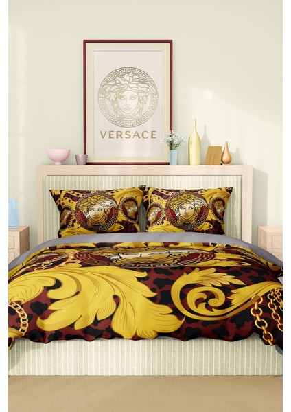 Marka Nevresim Takımı Çift Kişilik Pamuklu Saten Kumaş 6 Parça 3D Dijital Baskı Duvet Cover Set Model NO:104 fiyatları