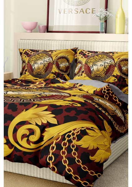 Marka Nevresim Takımı Çift Kişilik Pamuklu Saten Kumaş 6 Parça 3D Dijital Baskı Duvet Cover Set Model NO:104 fırsatları