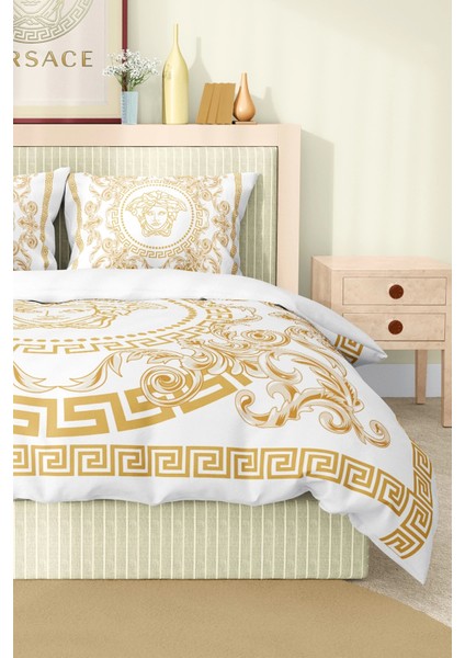 Marka Nevresim Takımı Çift Kişilik Pamuklu Saten Kumaş 6 Parça 3D Dijital Baskı Duvet Cover Set Model NO:113