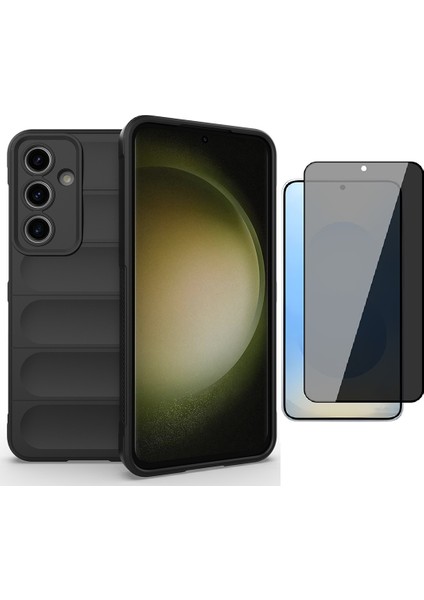 Samsung Galaxy S24 FE Kılıf Esnek TPU Oyuklu Arka Yüzey Tasarımlı Zore Etnik Silikon Kapak + Hayalet Ekran Koruyucu