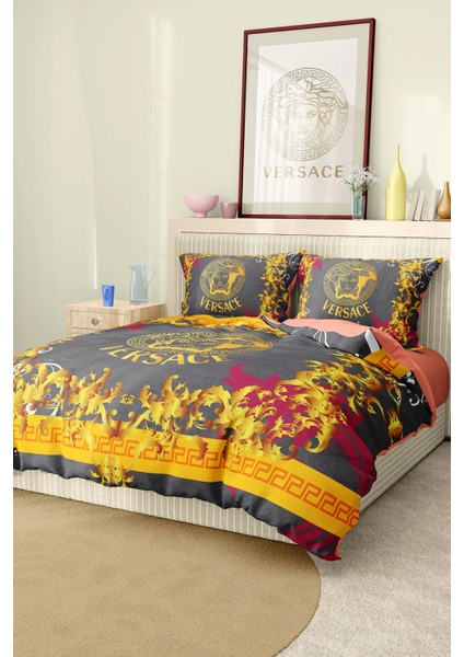 Marka Nevresim Takımı Çift Kişilik Pamuklu Saten Kumaş 6 Parça 3D Dijital Baskı Duvet Cover Set Model NO:117