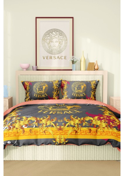 Marka Nevresim Takımı Çift Kişilik Pamuklu Saten Kumaş 6 Parça 3D Dijital Baskı Duvet Cover Set Model NO:117