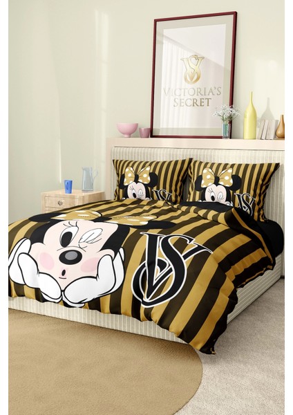 Marka Nevresim Takımı Çift Kişilik Pamuklu Saten Kumaş 6 Parça 3D Dijital Baskı Duvet Cover Set Model NO:122