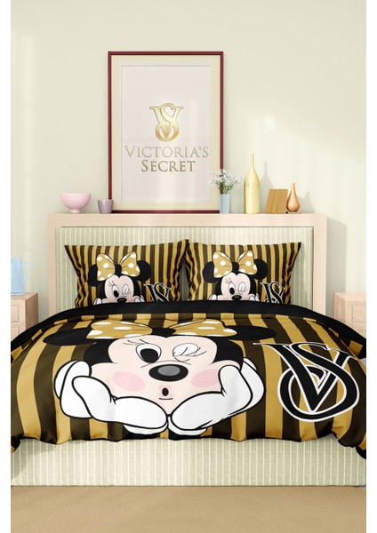 Marka Nevresim Takımı Çift Kişilik Pamuklu Saten Kumaş 6 Parça 3D Dijital Baskı Duvet Cover Set Model NO:122