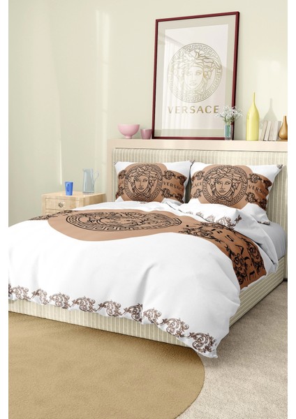 Marka Nevresim Takımı Çift Kişilik Pamuklu Saten Kumaş 6 Parça 3D Dijital Baskı Duvet Cover Set Model NO:120