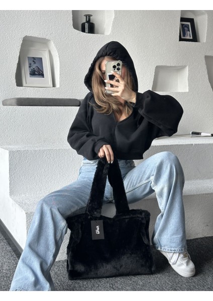 Midnight Juicy Tote Kadın Peluş Omuz Çantası modelleri