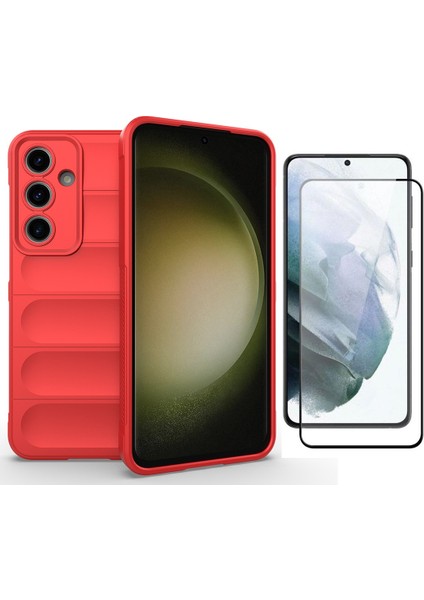 Samsung Galaxy S24 FE Kılıf Esnek TPU Oyuklu Arka Yüzey Tasarımlı Zore Etnik Silikon Kapak + Cam Ekran Koruyucu