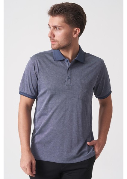 São Paulo 2448 Slim Fit Klasik Polo Yaka Pamuklu Likralı T-Shirt Navy fiyatları