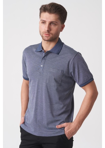 São Paulo 2448 Slim Fit Klasik Polo Yaka Pamuklu Likralı T-Shirt Navy modelleri