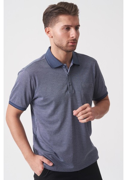 São Paulo 2448 Slim Fit Klasik Polo Yaka Pamuklu Likralı T-Shirt Navy fırsatları