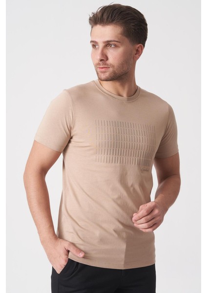 Rio De Janeiro 3087 Slim Fit Bisiklet Yaka Pamuklu Likralı T-Shirt Ekru fiyatları