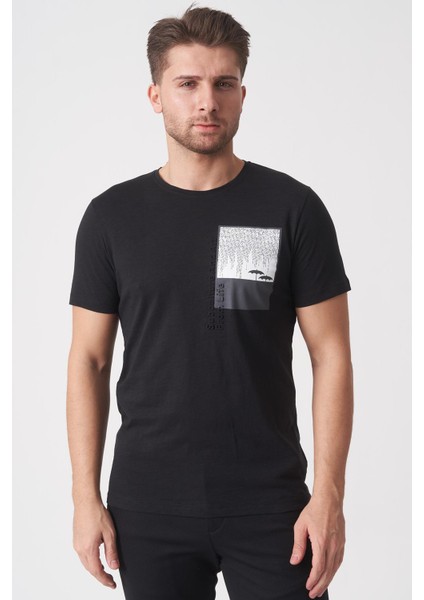 Brasília 3148 Slim Fit Pamuklu Likralı Bisiklet Yaka T-Shirt Siyah