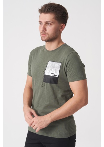 Brasília 3148 Slim Fit Pamuklu Likralı Bisiklet Yaka T-Shirt Haki fiyatları