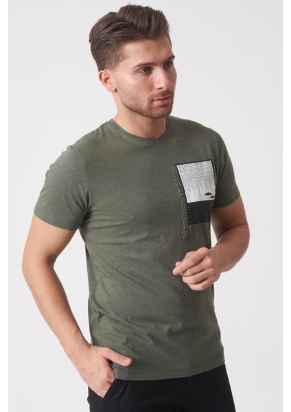 Brasília 3148 Slim Fit Pamuklu Likralı Bisiklet Yaka T-Shirt Haki modelleri