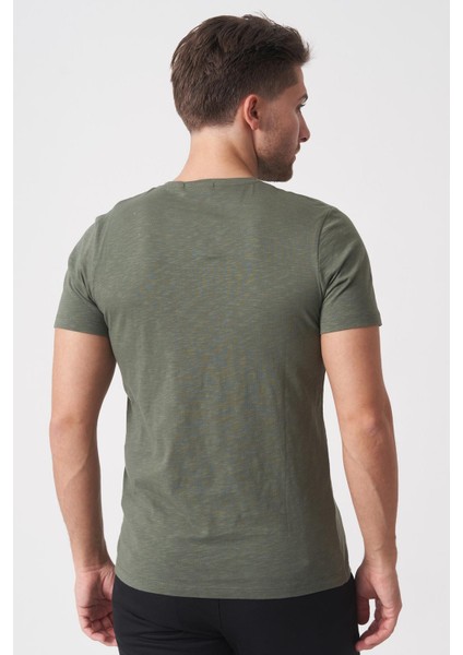 Brasília 3148 Slim Fit Pamuklu Likralı Bisiklet Yaka T-Shirt Haki fırsatları
