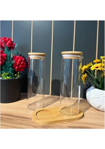 Sızdırmaz Borosilikat Premium 2 Li Ahşap Bambu Yağdanlık Set 280ML Sirkelik Yağlık Cam 3 Lü Set Sıvı Yağ, Zeytinyağı Masaüstü, Mutfak, Tezgahüstü, Sosluk indirimleri