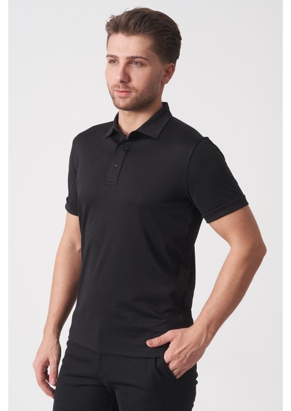 Fortaleza 3153 Slim Fit Pamuklu Polo Yaka T-Shirt Siyah fiyatları