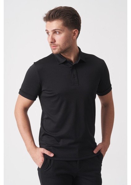 Fortaleza 3153 Slim Fit Pamuklu Polo Yaka T-Shirt Siyah modelleri