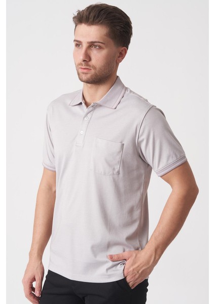 São Paulo 2448 Slim Fit Klasik Polo Yaka Pamuklu Likralı T-Shirt Taş fiyatları