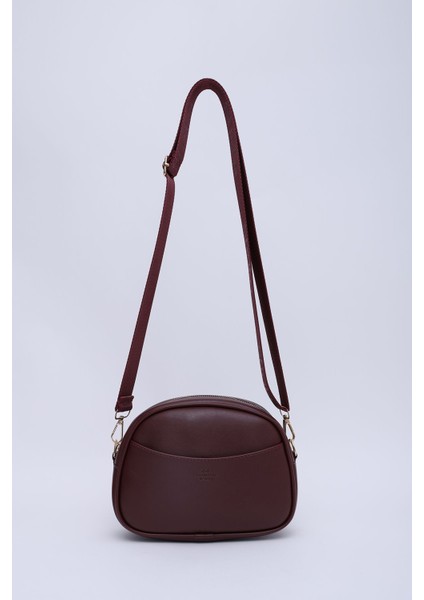 Bordo Shk194 Deri 2 Bölmeli Fermuarlı Ayarlanabilir Kolon Askılı Omuz Çantası U:16 E:21 G:6 Cm