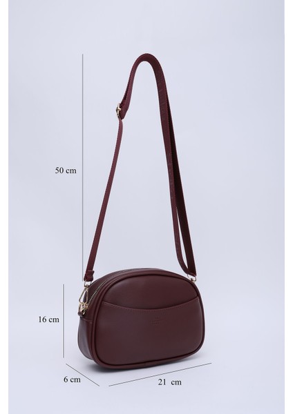 Bordo Shk194 Deri 2 Bölmeli Fermuarlı Ayarlanabilir Kolon Askılı Omuz Çantası U:16 E:21 G:6 Cm fiyatları