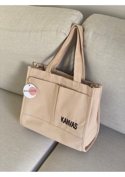 Kanvas Kumaş Nakış Detaylı Büyük Omuz Çantası modelleri