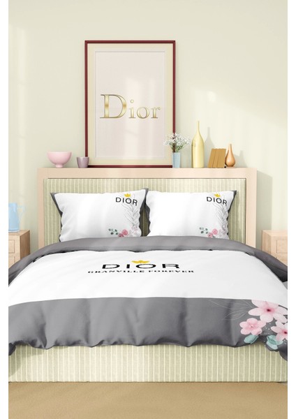 Marka Nevresim Takımı Çift Kişilik Pamuklu Saten Kumaş 6 Parça 3D Dijital Baskı Duvet Cover Set Model No:47