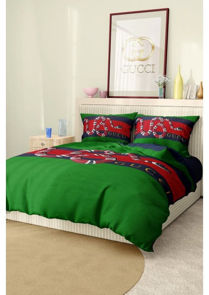 Marka Nevresim Takımı Çift Kişilik Pamuklu Saten Kumaş 6 Parça 3D Dijital Baskı Duvet Cover Set Model No:49