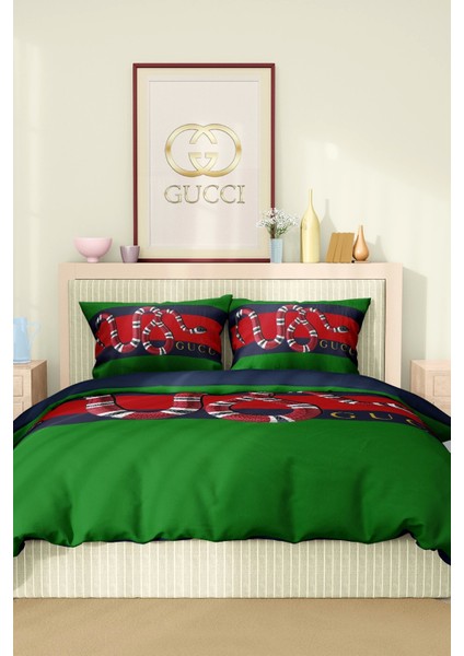 Marka Nevresim Takımı Çift Kişilik Pamuklu Saten Kumaş 6 Parça 3D Dijital Baskı Duvet Cover Set Model No:49