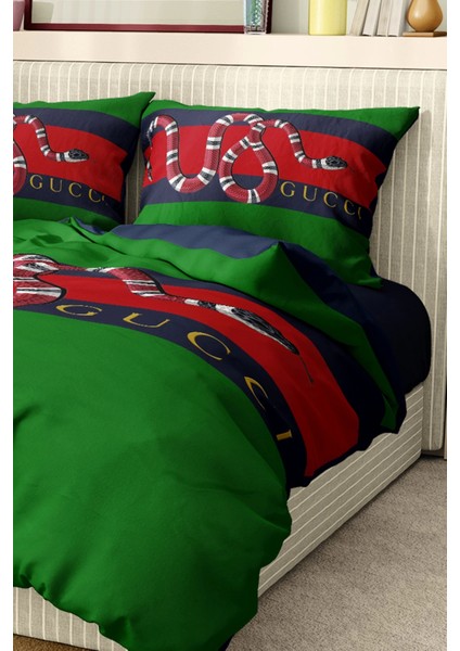 Marka Nevresim Takımı Çift Kişilik Pamuklu Saten Kumaş 6 Parça 3D Dijital Baskı Duvet Cover Set Model No:49
