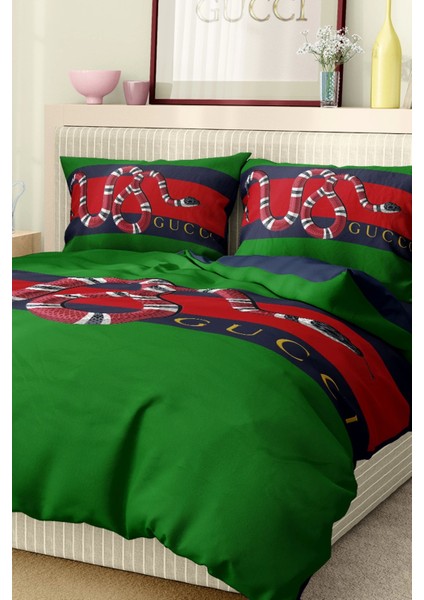 Marka Nevresim Takımı Çift Kişilik Pamuklu Saten Kumaş 6 Parça 3D Dijital Baskı Duvet Cover Set Model No:49