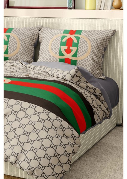 Marka Nevresim Takımı Çift Kişilik Pamuklu Saten Kumaş 6 Parça 3D Dijital Baskı Duvet Cover Set Model No:59