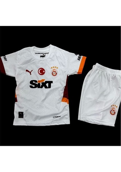 2024/25 Galatasarây-Isimsiz Çocuk Deplasman Beyaz Forması Maske Hediyeli