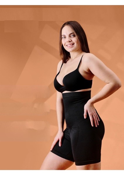 Irina Model Örme Seamless Spor Korse Şort Biker Şort Bisiklet Şortu Içlik Şort Siyah Renk