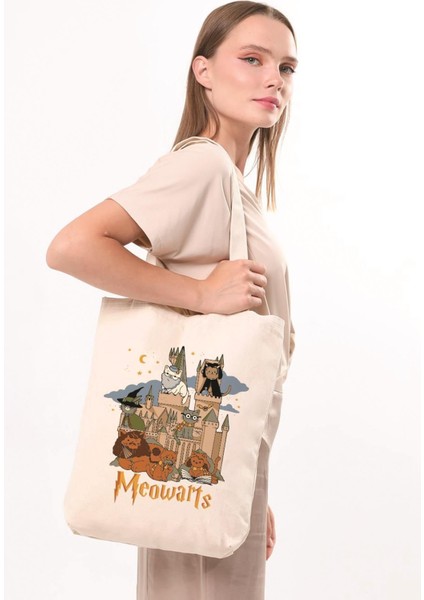 Kanvas Meowarts Baskılı Bez Çanta fiyatları