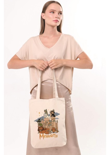 Kanvas Meowarts Baskılı Bez Çanta fırsatları