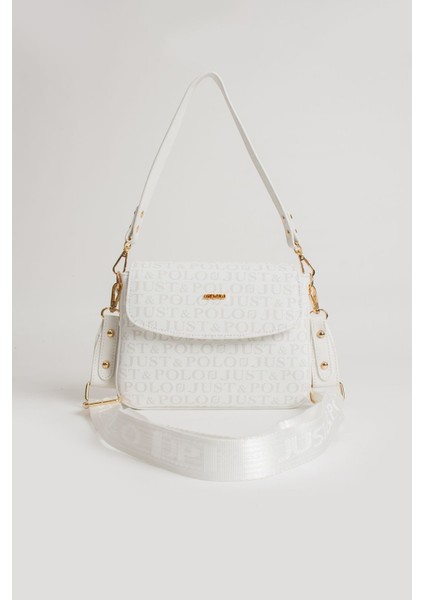 Beyaz Kadın Omuz Çantası Yeni Sezon Monogram Kumaş 2197